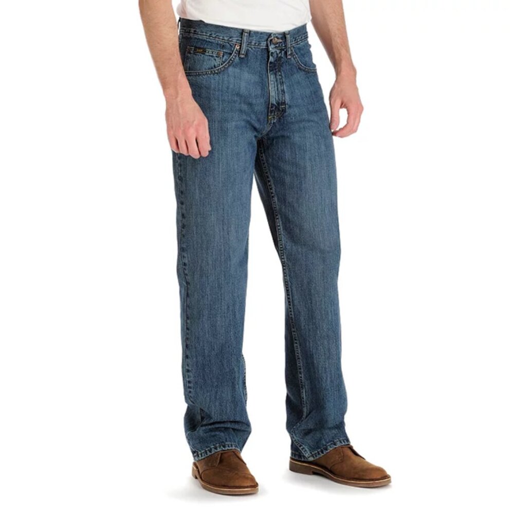 Lee Premium Select Relaxed Fit Wide Straight Leg Medium Wash Jeans Pants 40x30